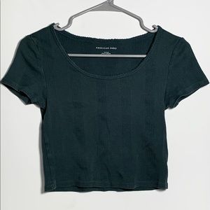 AE Dark Green Short Sleeved Crop Top